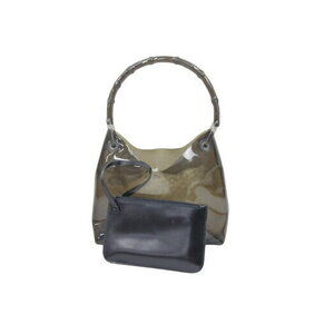 Gucci Bamboo Handbag One Shoulder Bag Jackie Line Clear Black Leather